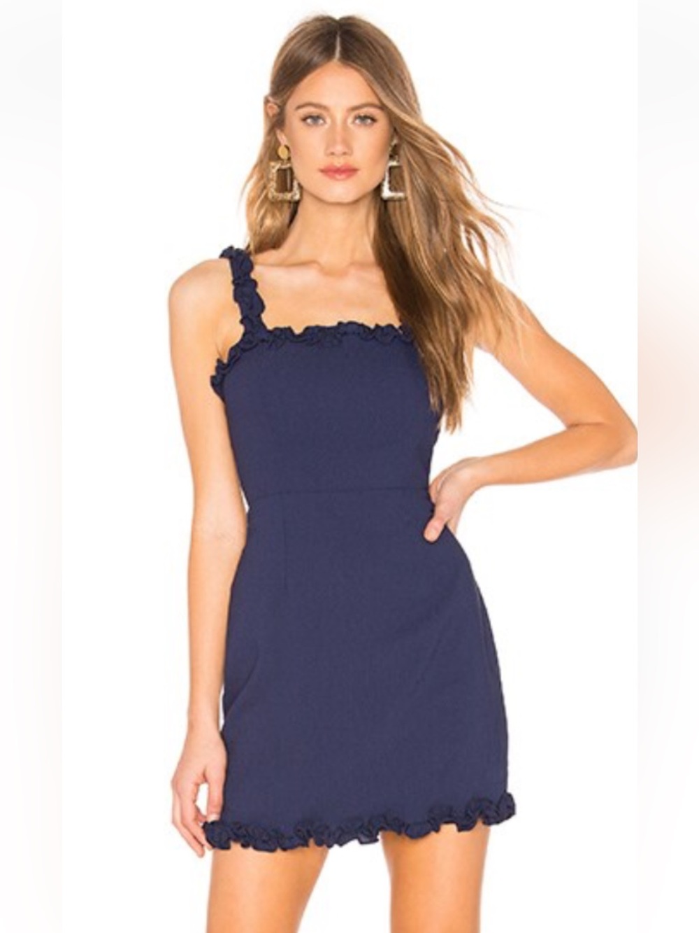 NWT New with Tags Superdown Arabella Ruffle Mini Dress Navy Blue